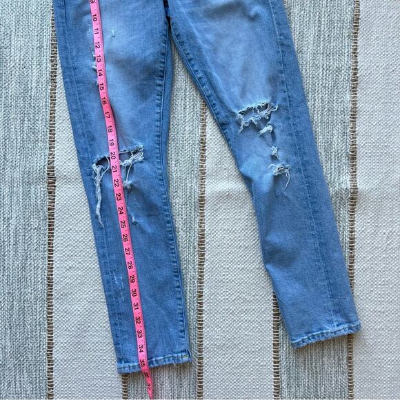 Agolde Isabel Ankle Slim Boyfriend Dreamer Light Blue Distressed Jeans Size 24 - Picture 3 of 12